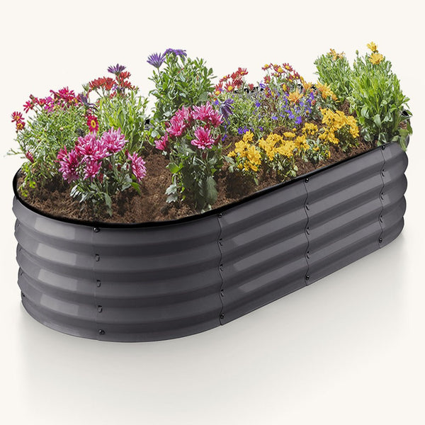 raised garden bed with flowers