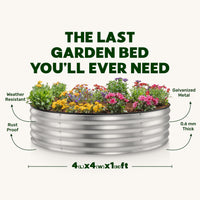 4x4x1 ft Round Raised Garden Bed