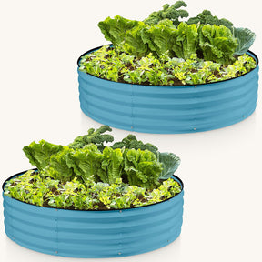 blue galvanized round planter