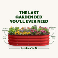 4x2x1 ft Red Raised Garden Bed