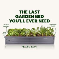 6x3x1 ft Gray Rectangle Raised Garden Bed