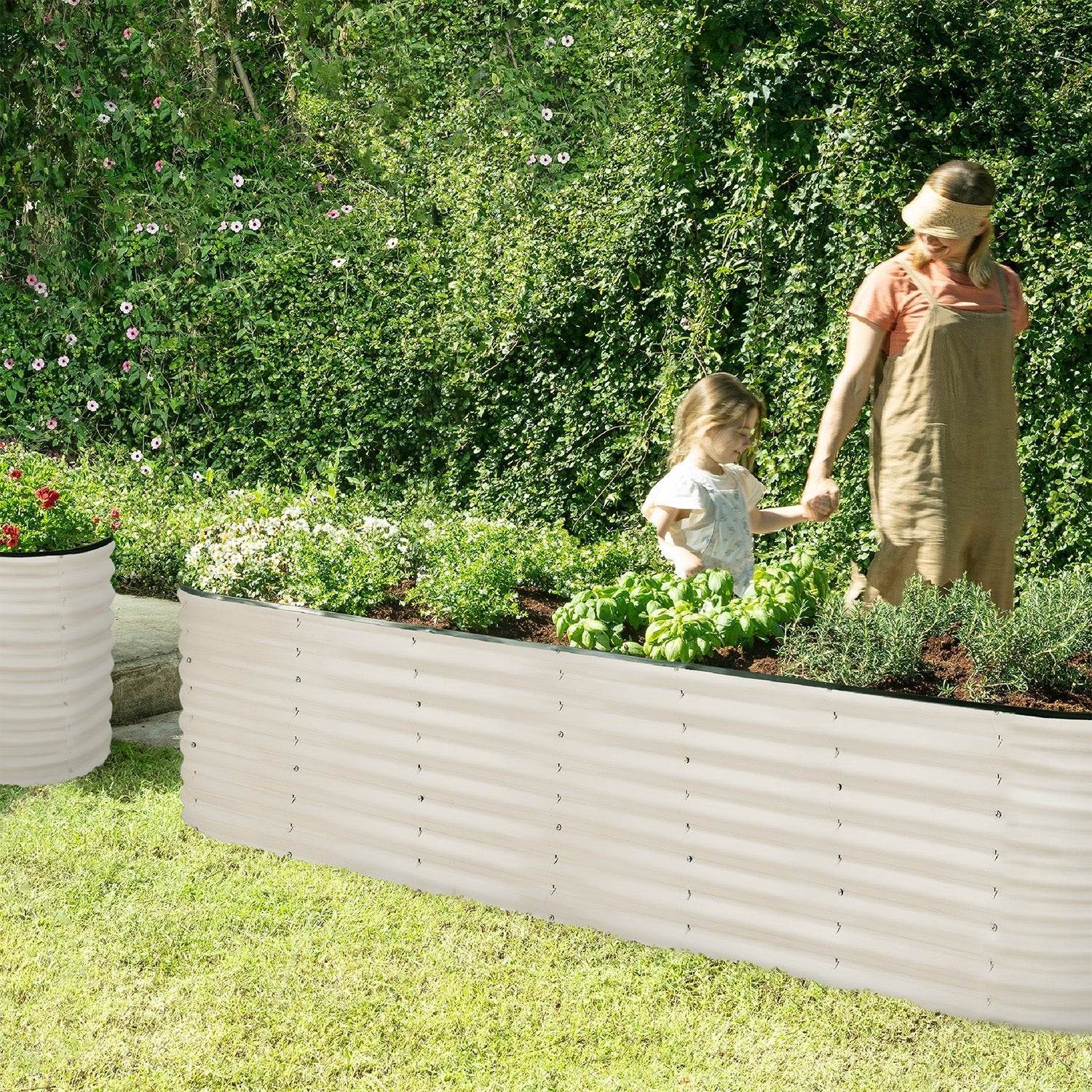 8x2x2 White Oval Raised Garden Bed