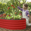 raised beds for gardening with a child planting