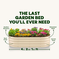 4x2x1 ft White Oval Raised Garden Bed