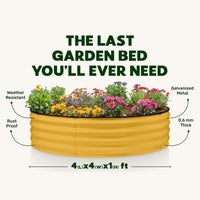 4x4x1 ft Yellow 2 Pcs Raised Garden Bed