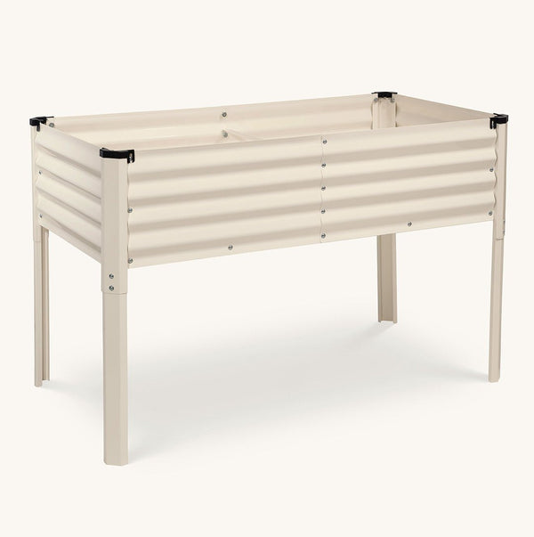 metal white elevated garden bed