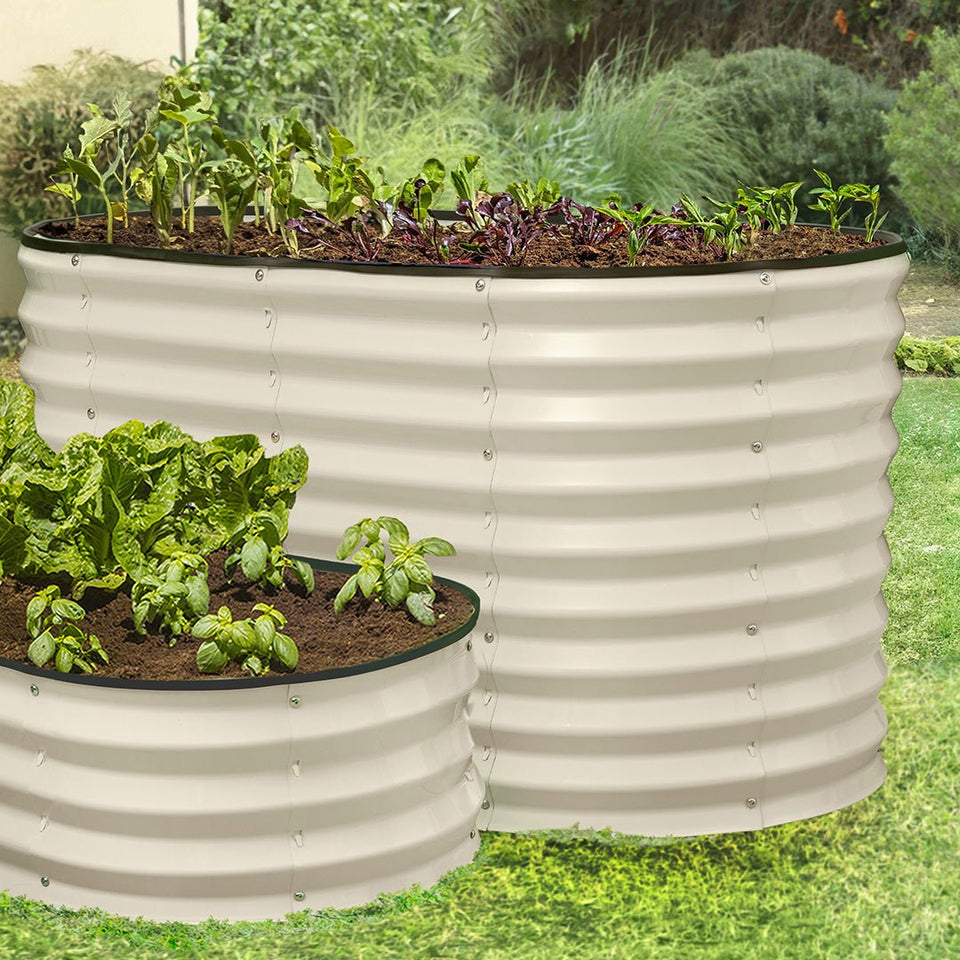 4x2x2 ft White Oval Raised Garden Bed – Plant & Plot