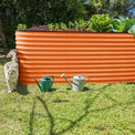 metal raised garden bed in the garden