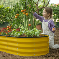 yellow galvanized raised garden bed