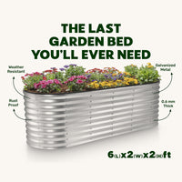 6x2x2 ft Silver Oval Raised Garden Bed