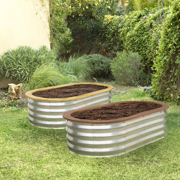 metal planter with wood frame
