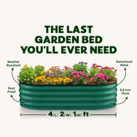 4x2x1 ft Green Oval Raised Garden Bed