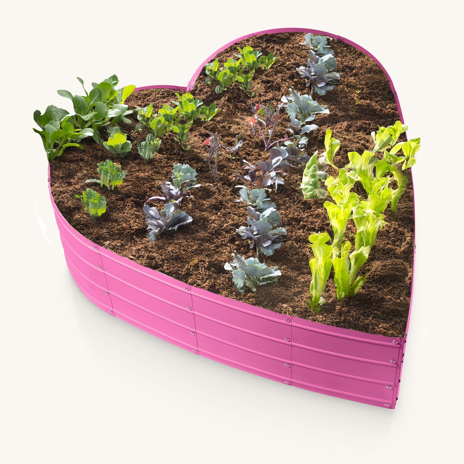 3x3x1 ft Pink Heart Shaped Raised Garden Bed