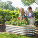 mother and child with metal planter
