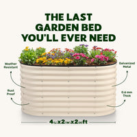 4x2x2 ft White Oval Raised Garden Bed