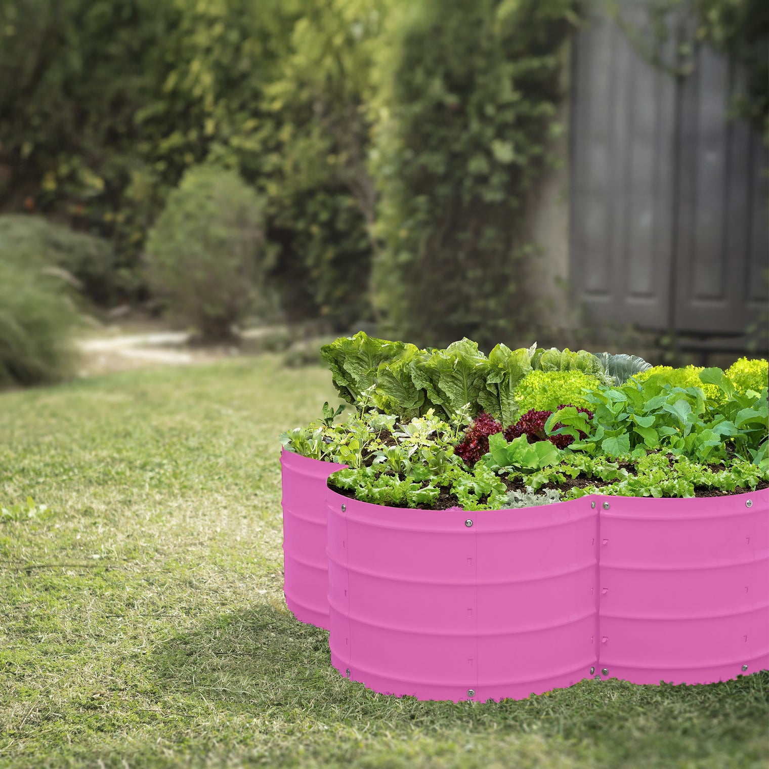 3x3x1 ft Pink Flower Shaped Raised Garden Bed