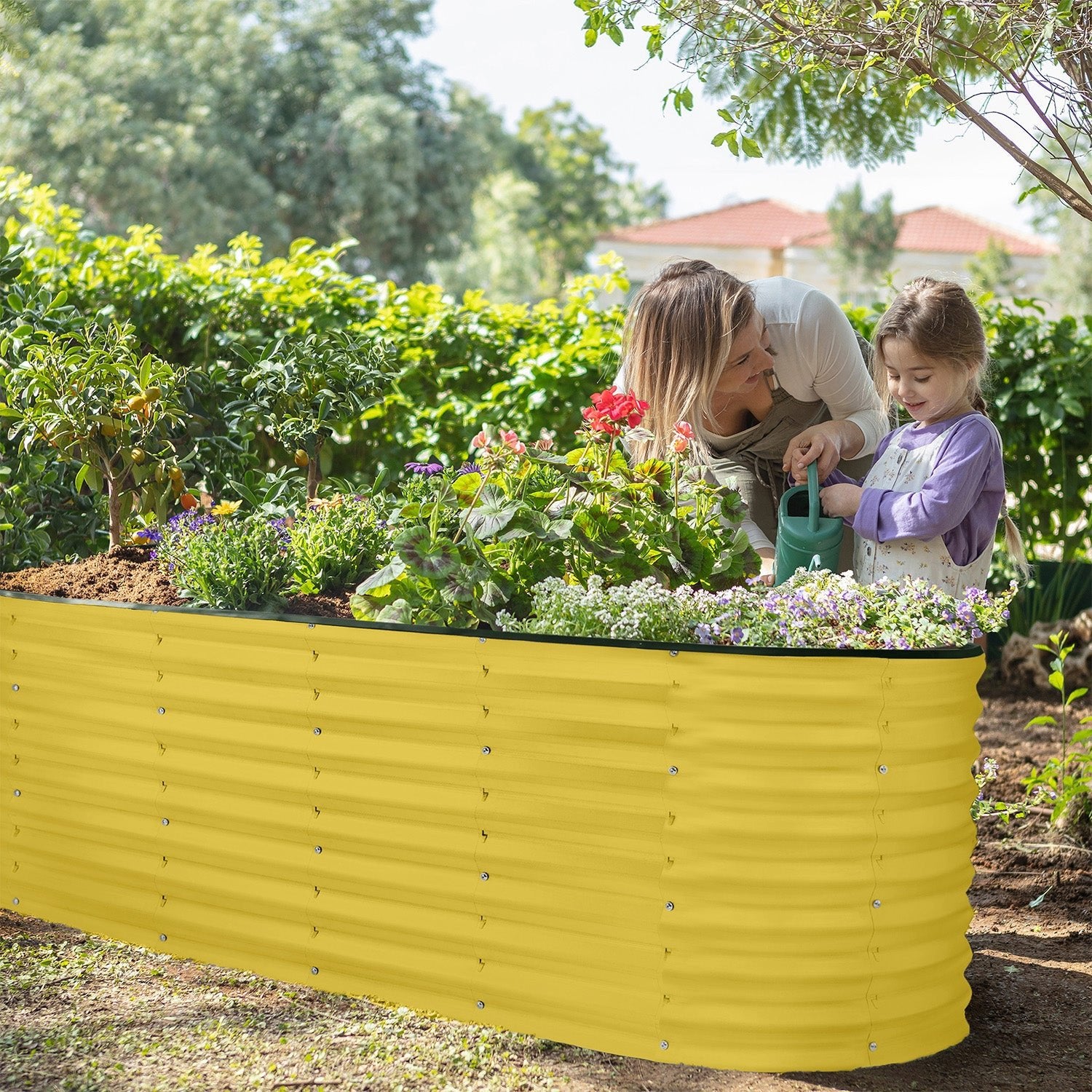 6x2x2 ft Yellow Oval Raised Garden Bed