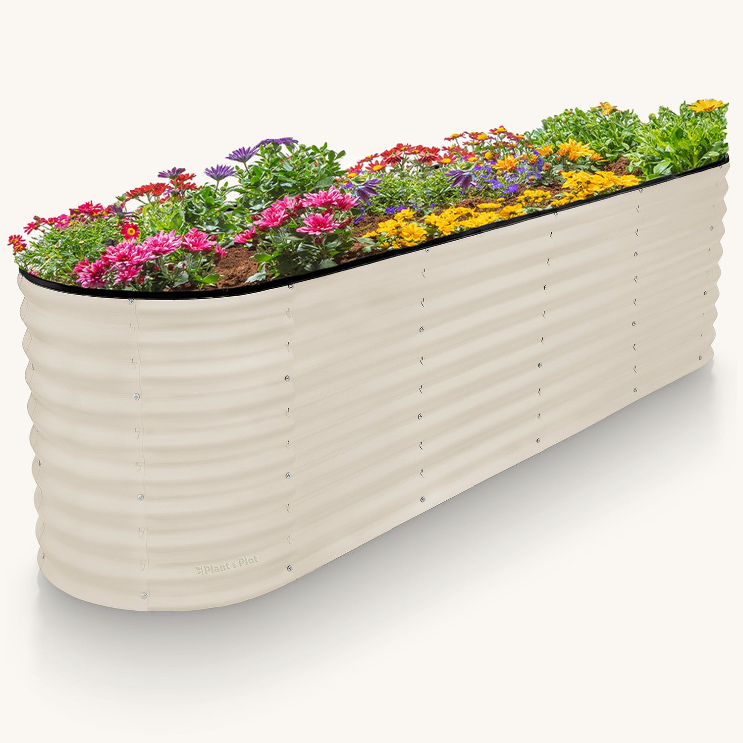 8x2x2 White Oval Raised Garden Bed