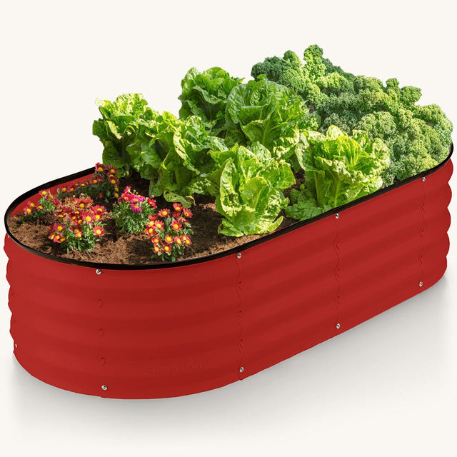 outdoor planter with plants inside