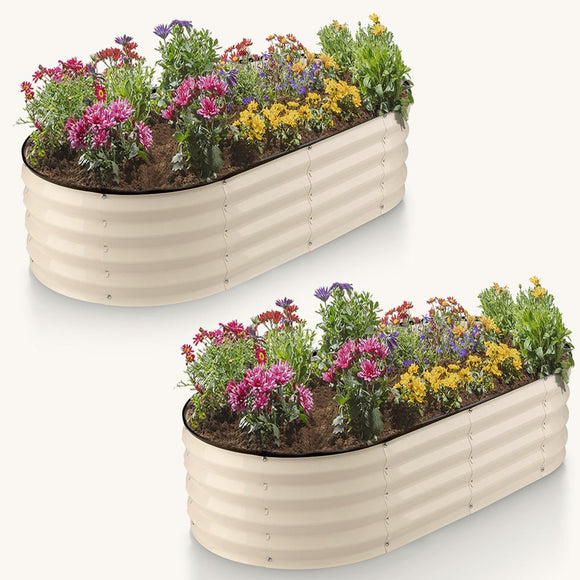 metal planter with flowers