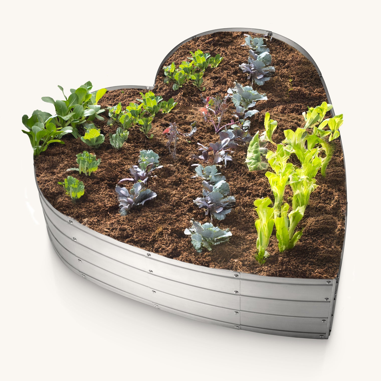 3x3x1 ft Silver Heart Shaped Raised Garden Bed