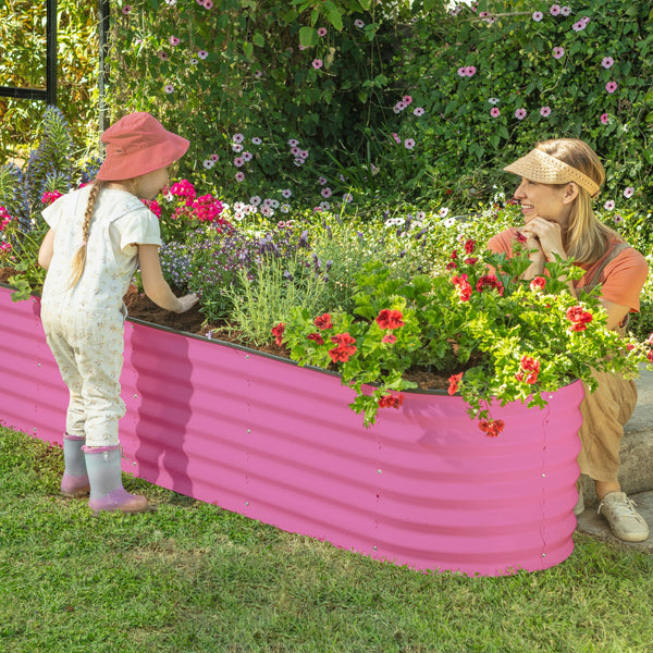 Galvanized Steel Raised Garden Bed // 8×2×1.5 ft Modular Planter for Gardening, Vegetables, Flowers 